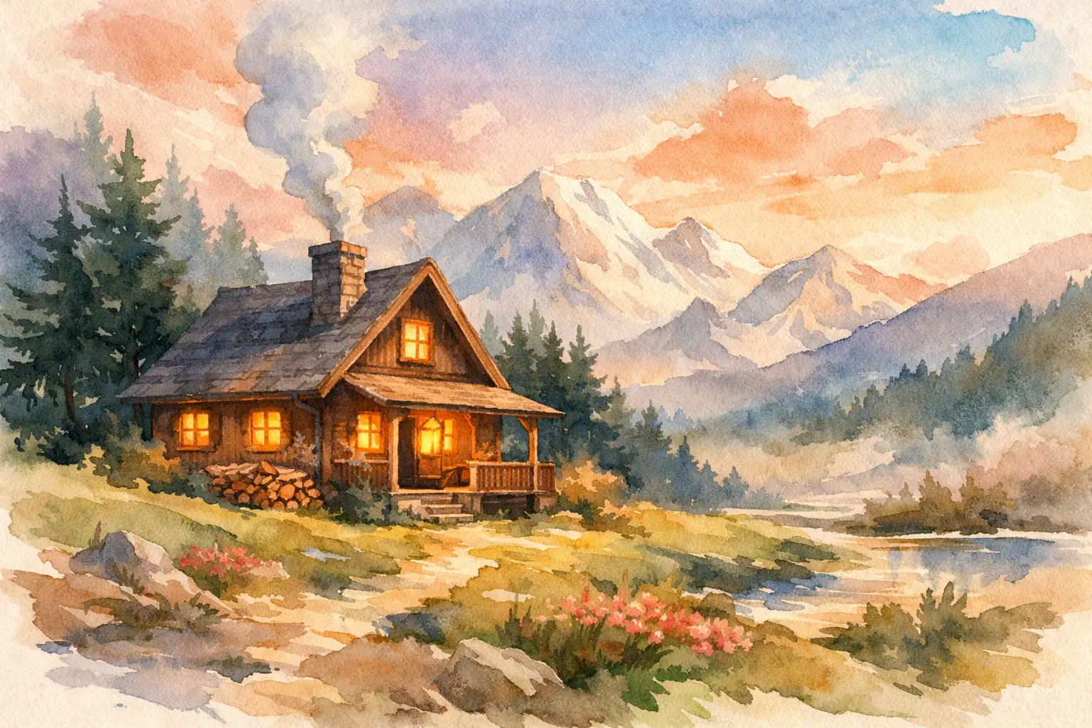 Domek z kominkiem dla rodziny w górach
