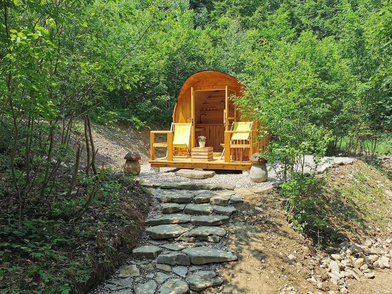 barrel house exterior in the forest