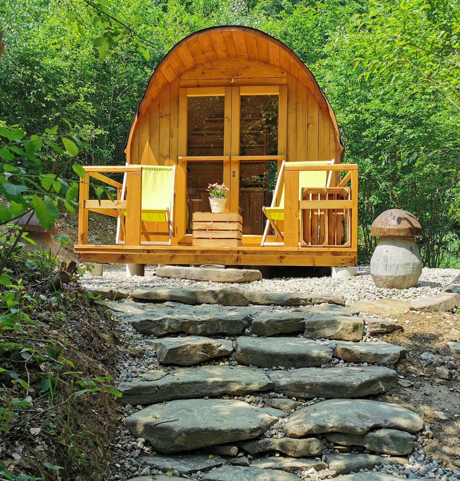 mini barrel house in the forest